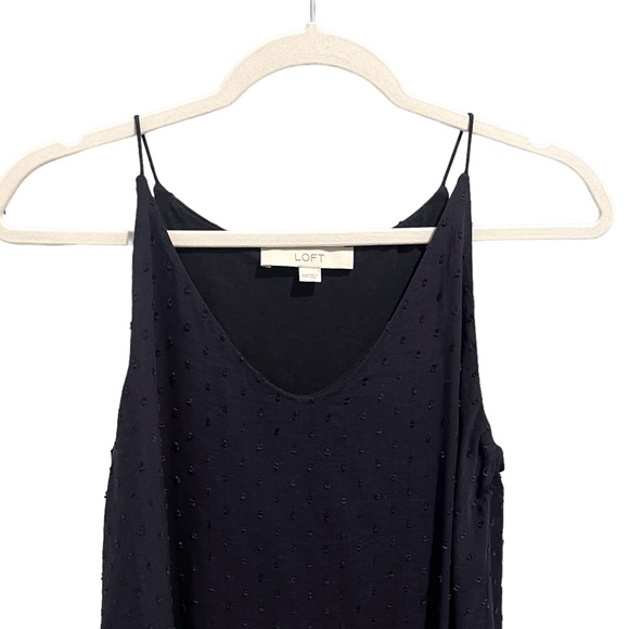 Loft XXsmall Navy Blue Swiss Dot Tank Top Scoop Neck And Lined - Picture 2 of 7